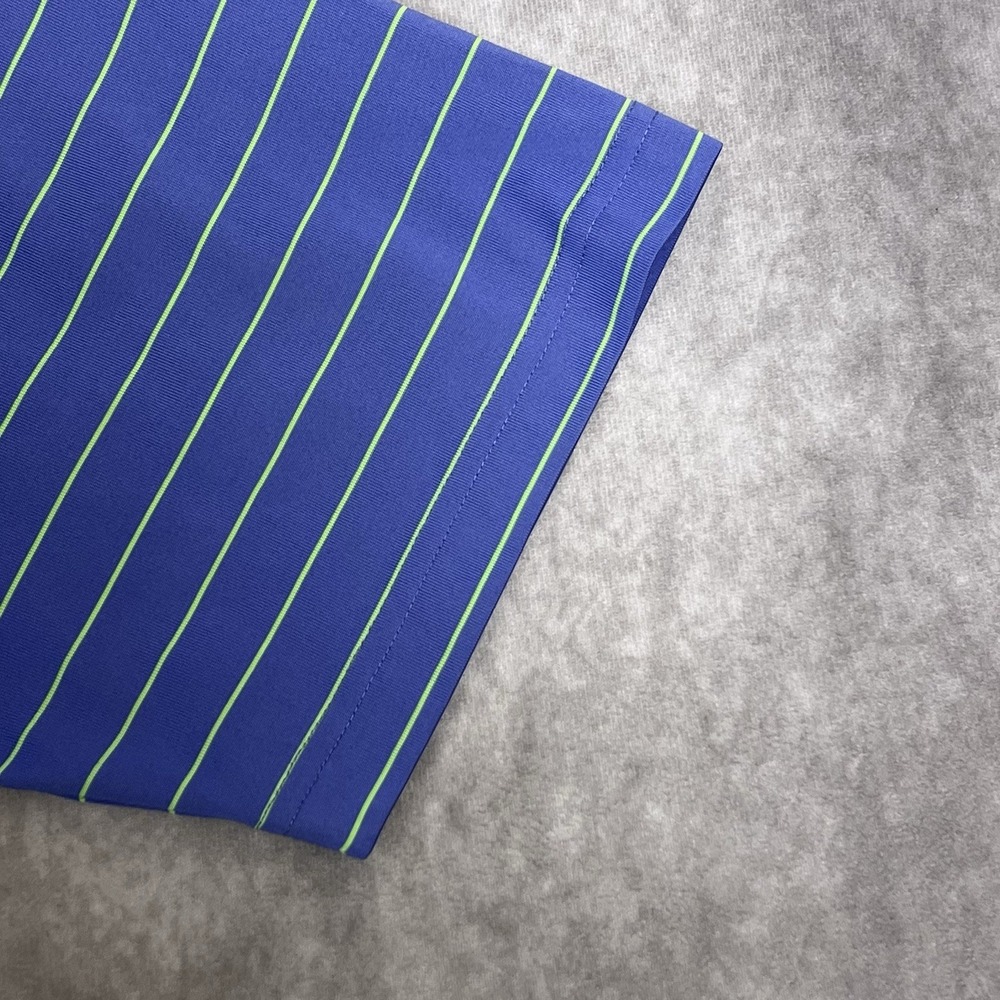 DONALD ROSS Golf Shirt Medium Short Sleeve Blue w/Green Stripe Polyester - Picture 6 of 11